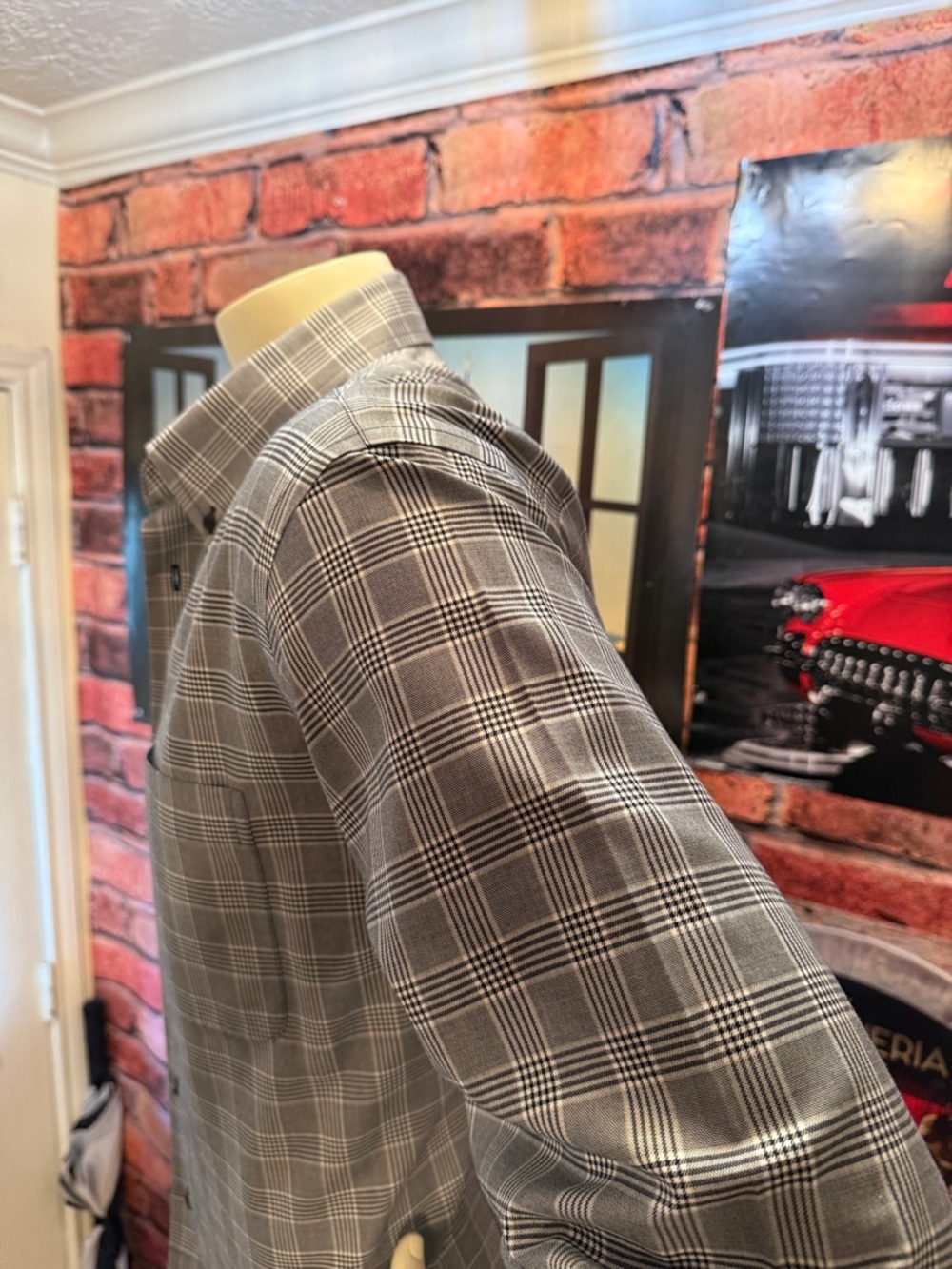 Paul Fredrick Black & White Plaid Cotton Button-Up - Picture 16 of 17